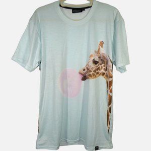 Curioos NY Women's Tee Giraffe Blowing Bubble By Paul Fuentes Size Large